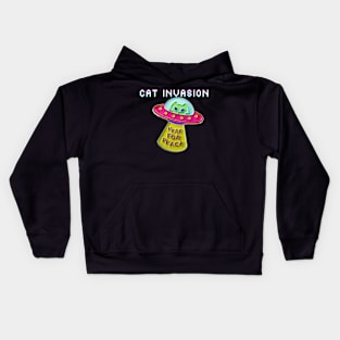 Cat Invasion: Here for Peace Kids Hoodie